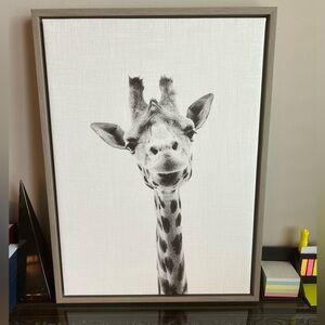 Black and White Giraffe Wall Art w/ Canvas Frame